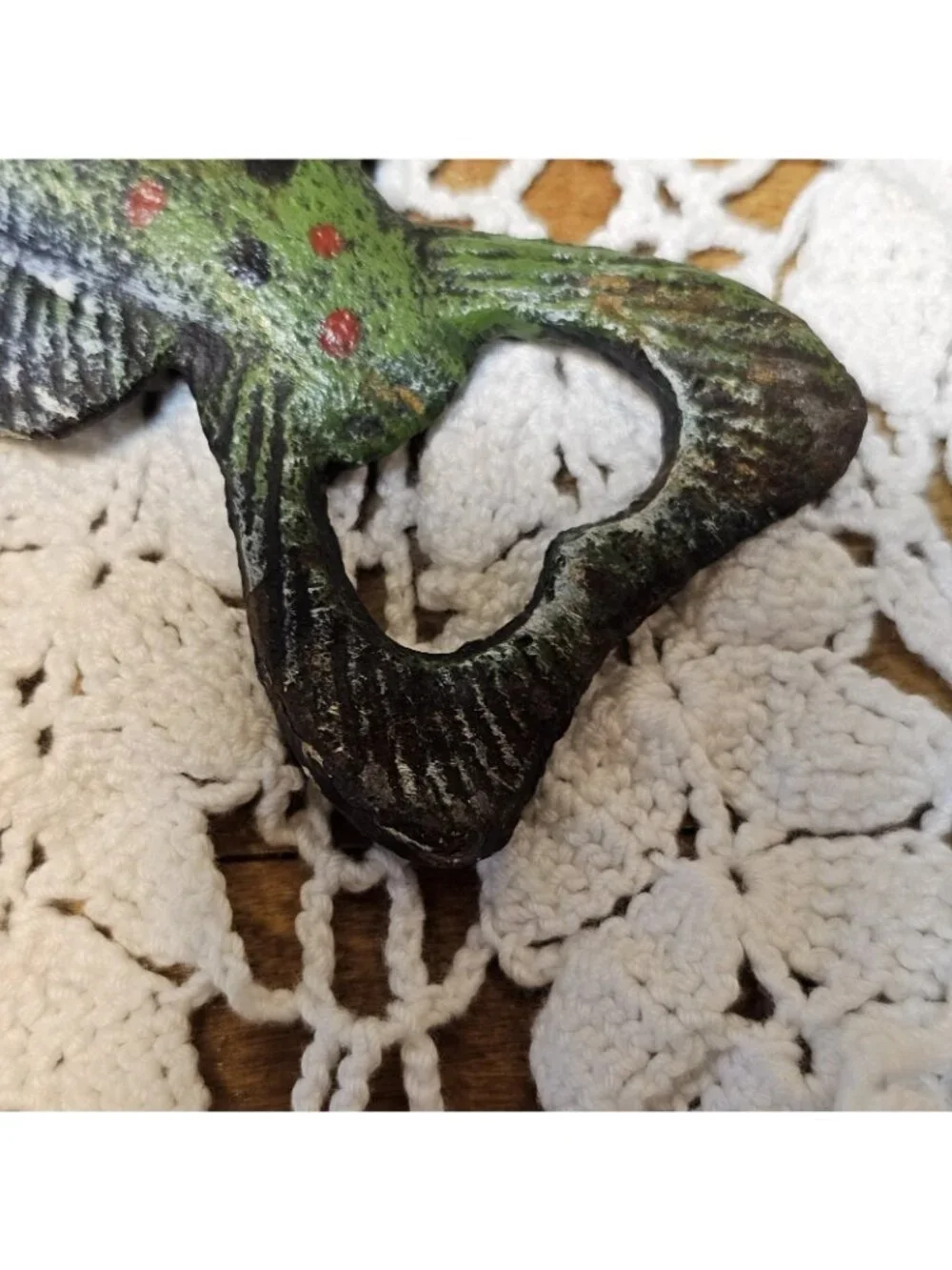 Vintage 5in Cast Iron “Painted Trout” and 3.5 IN Black Bear Bottle Opener 